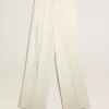 Pantaloni da jogging da donna in misto lana bianco invecchiato
