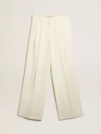 Pantaloni da jogging da donna in misto lana bianco invecchiato