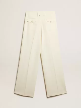 Pantaloni da jogging da donna in misto lana bianco invecchiato