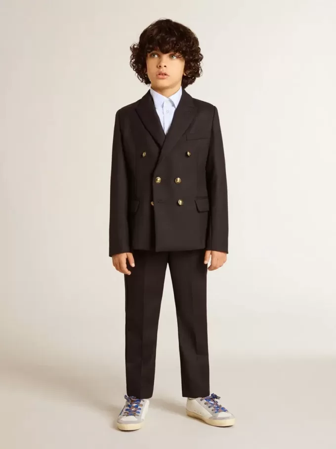 Pantaloni da ragazzo in lana blu scuro