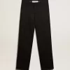 Pantaloni da smoking da uomo in gabardine di lana nera