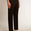 Pantaloni da smoking da uomo in gabardine di lana nera