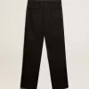 Pantaloni da smoking da uomo in gabardine di lana nera