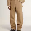 Pantaloni da uomo beige con toppe
