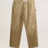 Pantaloni da uomo in cotone effetto consumato Pantaloni da uomo in cotone effetto consumato