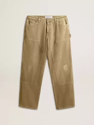 Pantaloni da uomo in cotone effetto consumato Pantaloni da uomo in cotone effetto consumato