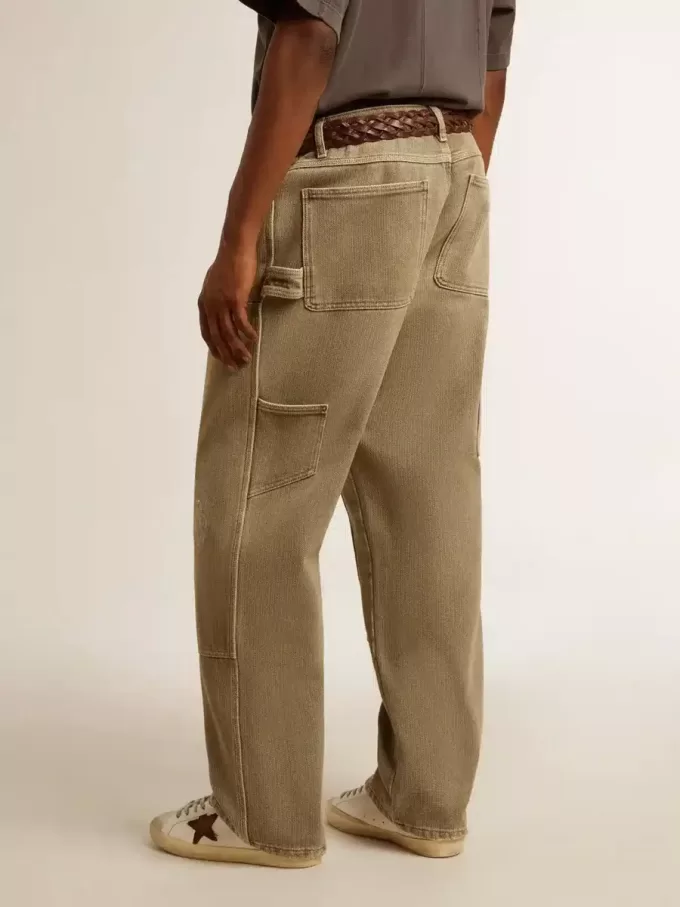 Pantaloni da uomo in cotone effetto consumato Pantaloni da uomo in cotone effetto consumato