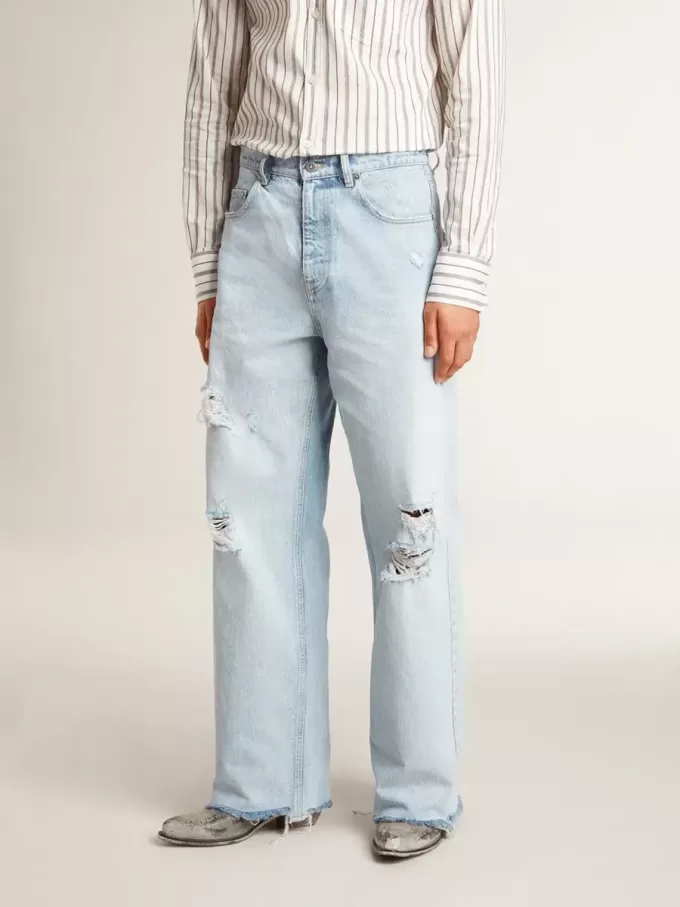 Pantaloni da uomo in denim effetto vissuto Pantaloni da uomo in denim effetto vissuto