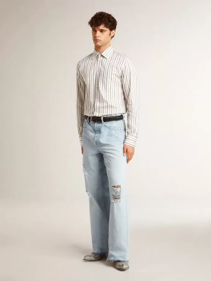 Pantaloni da uomo in denim effetto vissuto Pantaloni da uomo in denim effetto vissuto