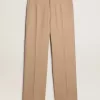Pantaloni da uomo in gabardine di lana color sabbia