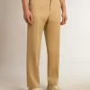 Pantaloni da uomo in gabardine di lana color sabbia
