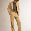 Pantaloni da uomo in gabardine di lana color sabbia