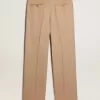 Pantaloni da uomo in gabardine di lana color sabbia