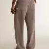 Pantaloni da uomo in misto lana con micro motivo a chevron marrone chiaro
