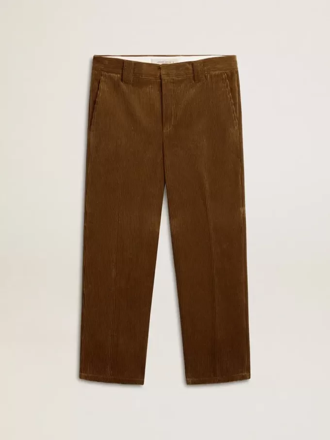 Pantaloni da uomo in velluto a coste color oliva scuro Pantaloni da uomo in velluto a coste color oliva scuro