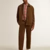 Pantaloni da uomo in velluto a coste color oliva scuro Pantaloni da uomo in velluto a coste color oliva scuro
