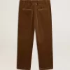 Pantaloni da uomo in velluto a coste color oliva scuro Pantaloni da uomo in velluto a coste color oliva scuro