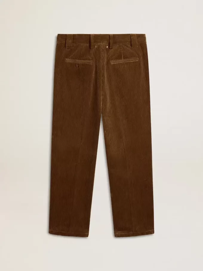 Pantaloni da uomo in velluto a coste color oliva scuro Pantaloni da uomo in velluto a coste color oliva scuro