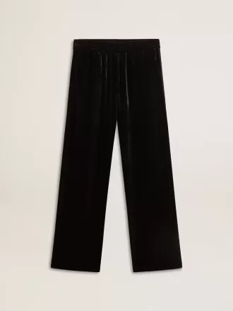 Pantaloni da uomo neri effetto velluto