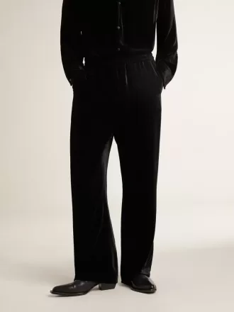 Pantaloni da uomo neri effetto velluto