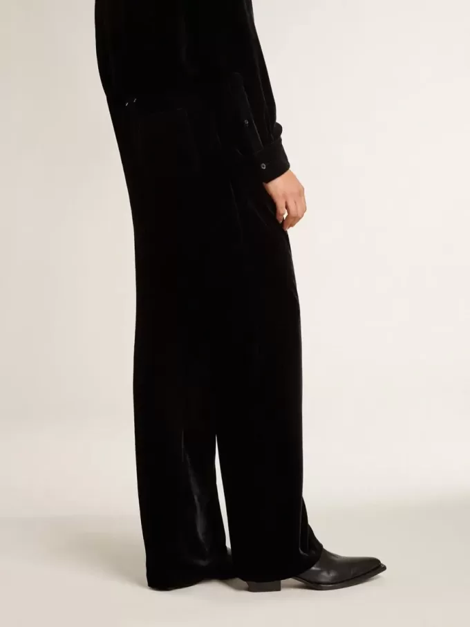 Pantaloni da uomo neri effetto velluto Pantaloni da uomo neri effetto velluto