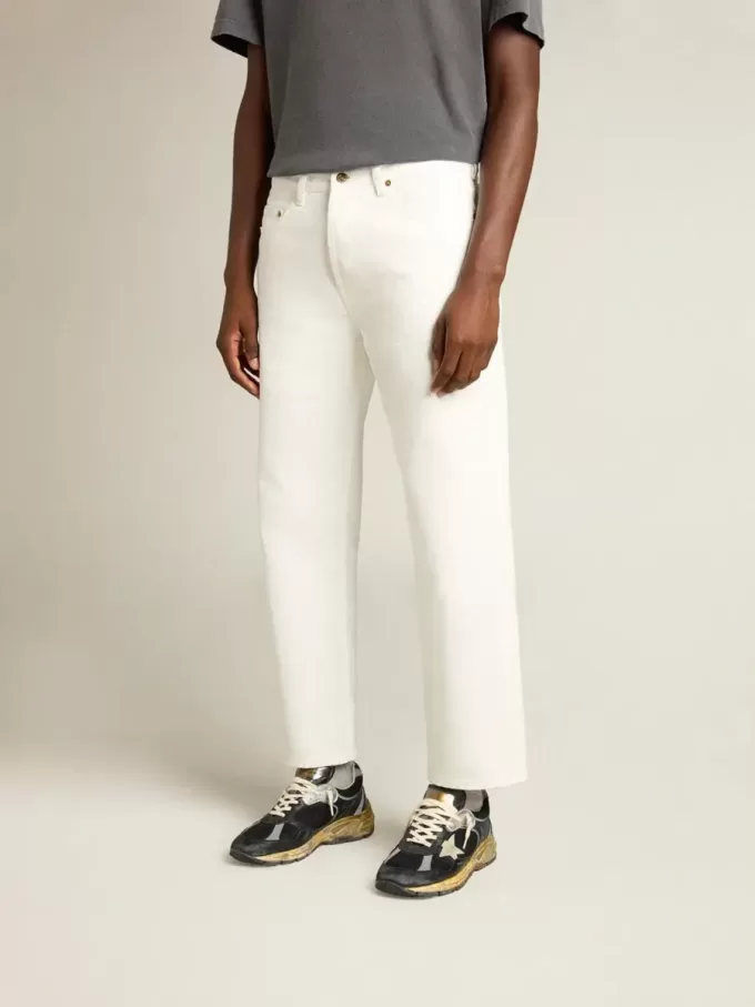 Pantaloni in denim bianco da uomo