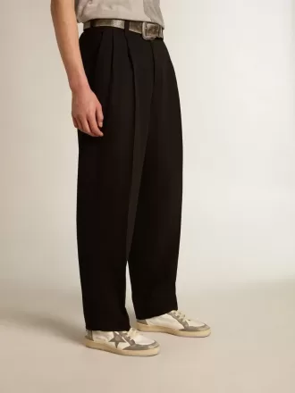 Pantaloni in misto lana e viscosa neri