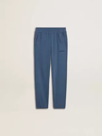Pantaloni jogging blu da bambino con ricamo