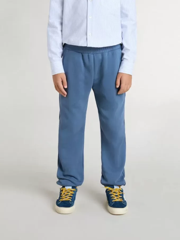 Pantaloni jogging blu da bambino con ricamo