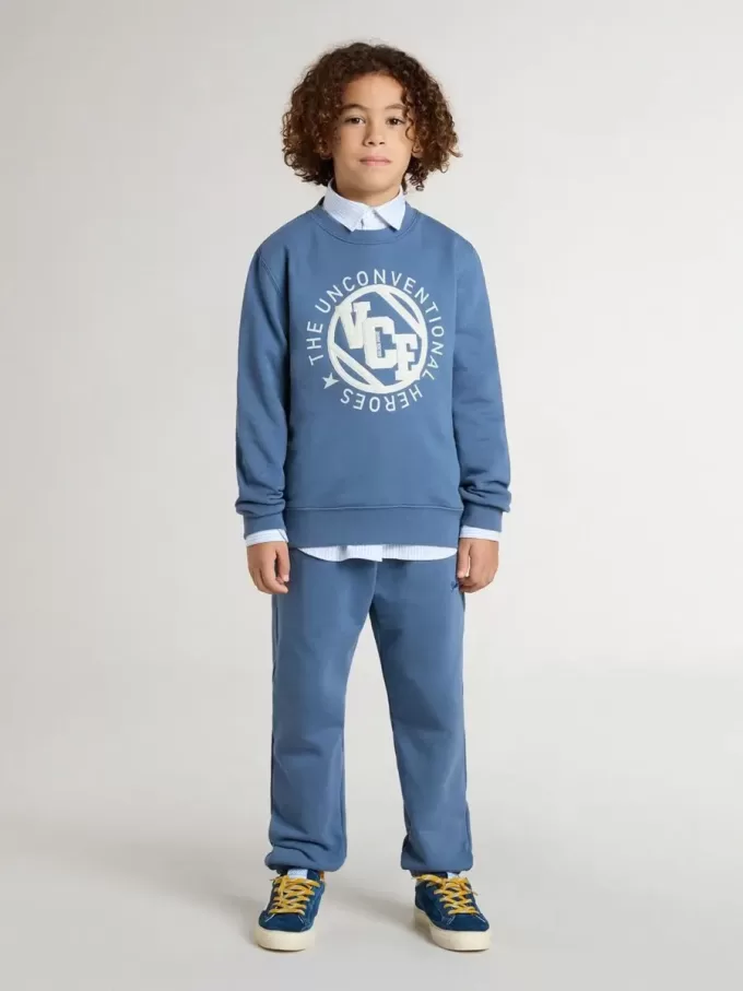 Pantaloni jogging blu da bambino con ricamo