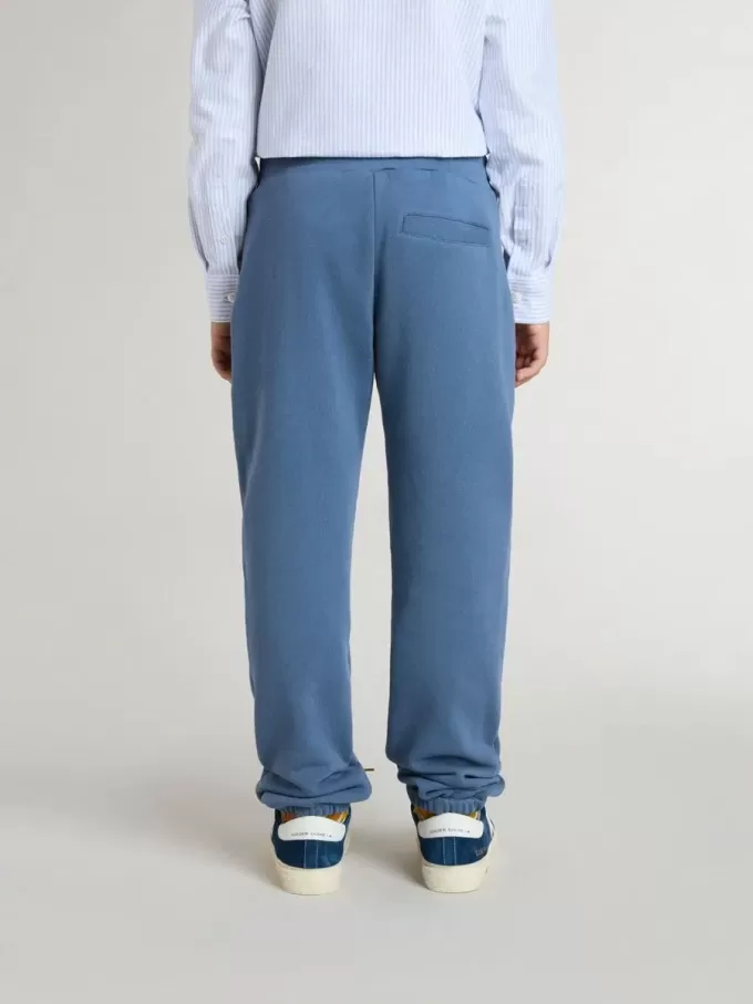 Pantaloni jogging blu da bambino con ricamo