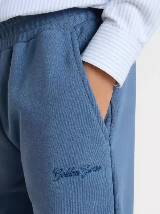 Pantaloni jogging blu da bambino con ricamo