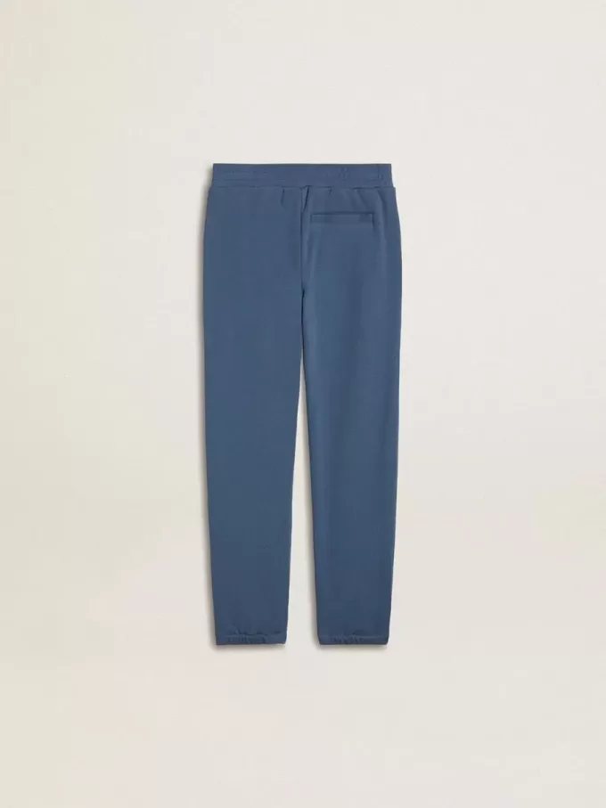 Pantaloni jogging blu da bambino con ricamo