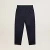 Pantaloni jogging blu scuro con striscia bianca e stelle a contrasto