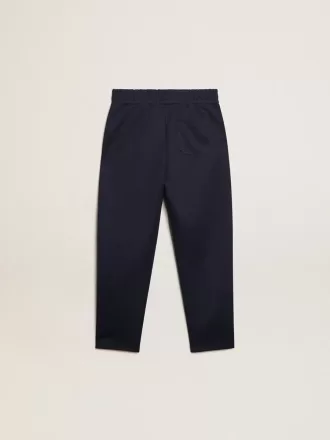Pantaloni jogging blu scuro con striscia bianca e stelle a contrasto