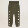 Pantaloni jogging da bambino verde militare con stelle bianche
