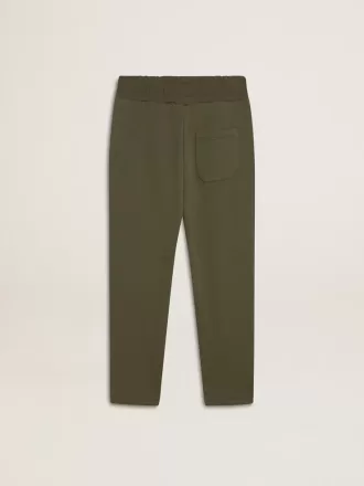 Pantaloni jogging da bambino verde militare con stelle bianche