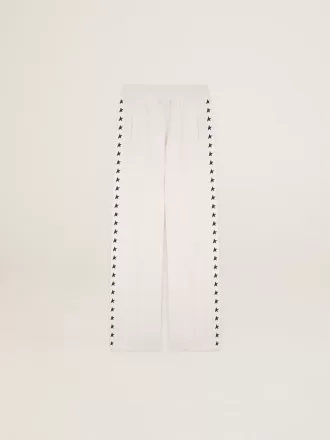 Pantaloni jogging da donna bianchi con stelle sui lati