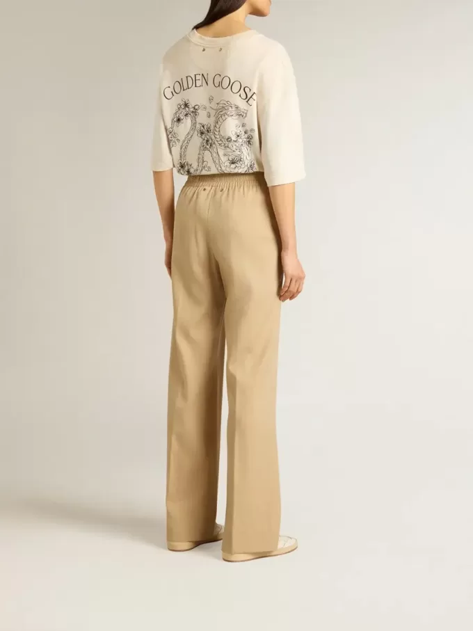 Pantaloni jogging da donna color sabbia Pantaloni jogging da donna color sabbia