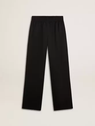 Pantaloni jogging da donna in lana leggera nera