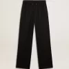 Pantaloni jogging da donna in lana leggera nera Pantaloni jogging da donna in lana leggera nera