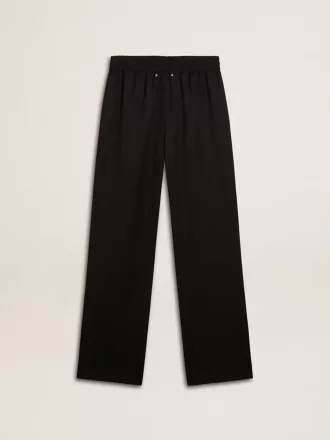 Pantaloni jogging da donna in lana leggera nera
