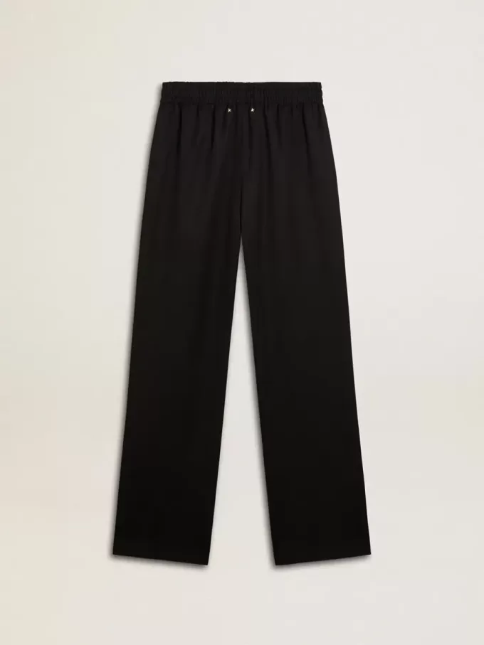 Pantaloni jogging da donna in lana leggera nera Pantaloni jogging da donna in lana leggera nera
