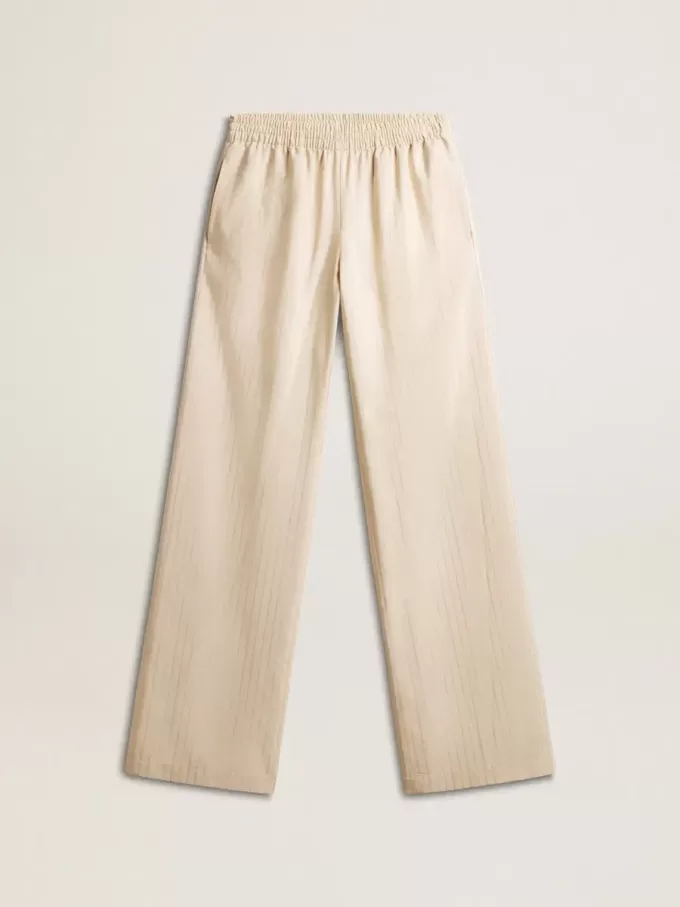 Pantaloni jogging da donna in seta e viscosa beige chiaro Pantaloni jogging da donna in seta e viscosa beige chiaro