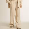 Pantaloni jogging da donna in seta e viscosa beige chiaro Pantaloni jogging da donna in seta e viscosa beige chiaro