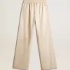 Pantaloni jogging da donna in seta e viscosa beige chiaro Pantaloni jogging da donna in seta e viscosa beige chiaro