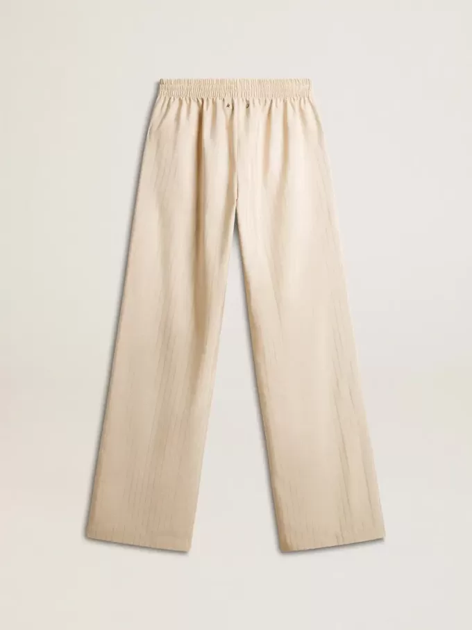 Pantaloni jogging da donna in seta e viscosa beige chiaro Pantaloni jogging da donna in seta e viscosa beige chiaro