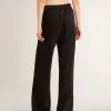 Pantaloni jogging da donna neri con stampa toile de jouy tono su tono