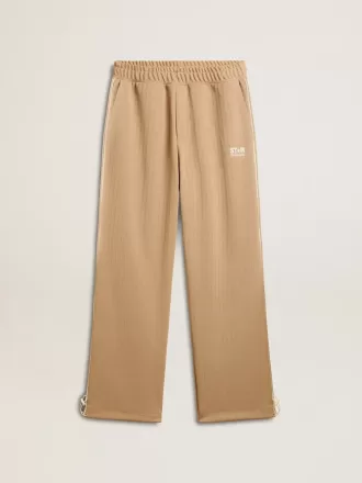 Pantaloni jogging da uomo beige chiaro con logo bianco