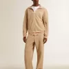 Pantaloni jogging da uomo beige chiaro con logo bianco